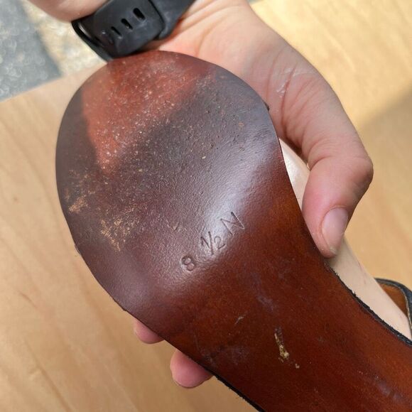 Vintage 60s/70s Pappagallo Black Suede Heeled Sandals Made in Spain 8.5N - Picture 10 of 11